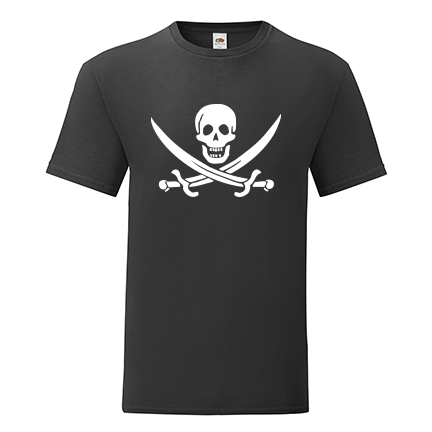 Тениска с щампа Skull-pirate swords-F90